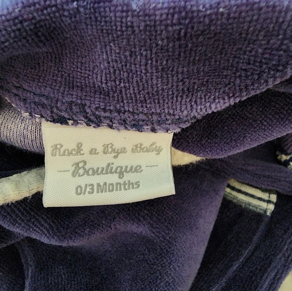 Vintage! Blue Velvety Striped Car Jumper, Kid's 0-3M - Picture 5 of 7